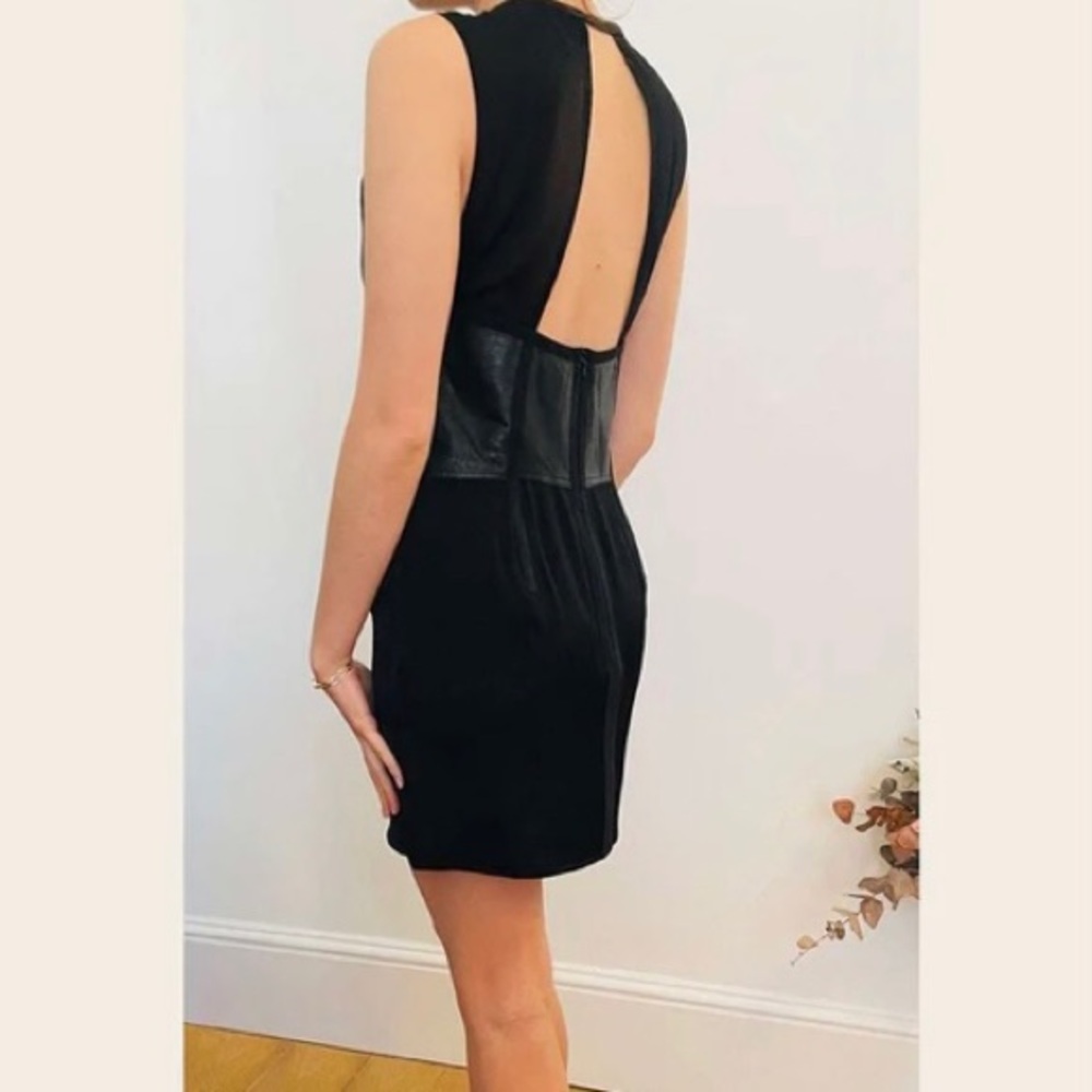 NWT Alexander Wang black leather accent mini dress